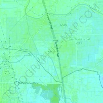 Mappa topografica Kundli, altitudine, rilievo