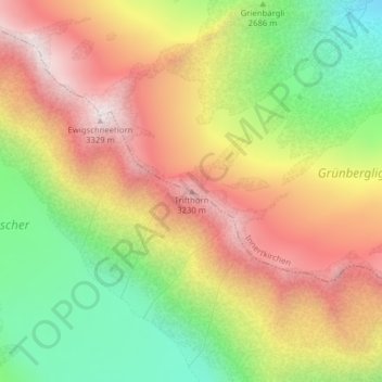 Mappa topografica Trifthorn, altitudine, rilievo