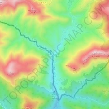 Mappa topografica Nekez-Egina, altitudine, rilievo