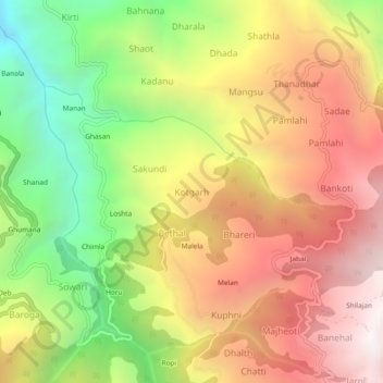 Mappa topografica Kotgarh, altitudine, rilievo