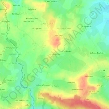 Mappa topografica La Blandinière, altitudine, rilievo