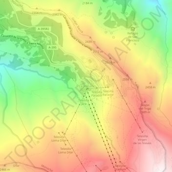 Mappa topografica Pradollano, altitudine, rilievo