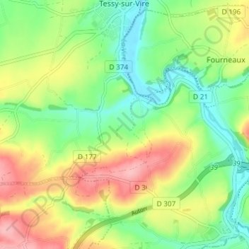 Mappa topografica La Furetière, altitudine, rilievo