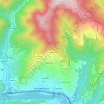 Mappa topografica Provvedasco, altitudine, rilievo