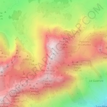 Mappa topografica Fariñentu, altitudine, rilievo