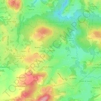 Mappa topografica Les Valades, altitudine, rilievo