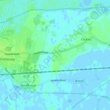 Mappa topografica Eastrea, altitudine, rilievo