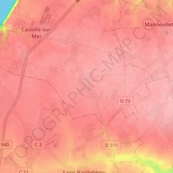 Mappa topografica Marfauville, altitudine, rilievo