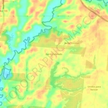 Mappa topografica Barro Colorado, altitudine, rilievo