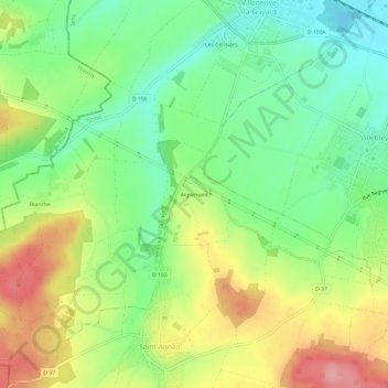 Mappa topografica Aigremont, altitudine, rilievo