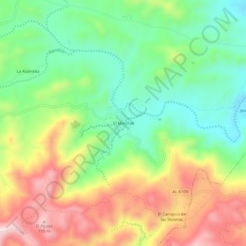 Mappa topografica El Marchal, altitudine, rilievo