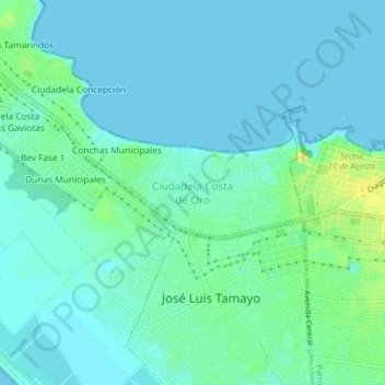 Mappa topografica Ciudadela Costa de Oro, altitudine, rilievo