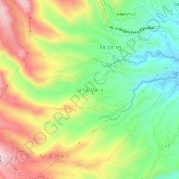 Mappa topografica Santa Maria, altitudine, rilievo