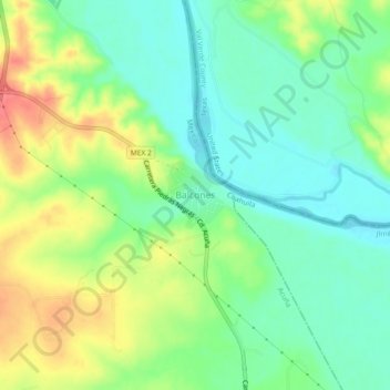 Mappa topografica Balcones, altitudine, rilievo