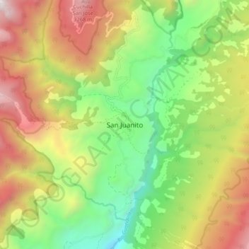 Mappa topografica San Juanito, altitudine, rilievo