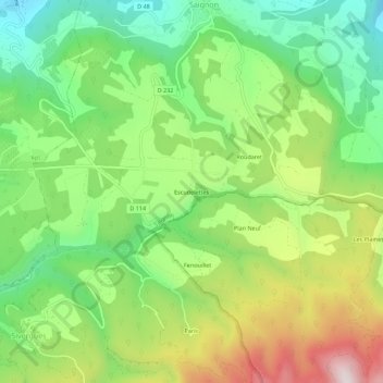 Mappa topografica Escudelettes, altitudine, rilievo
