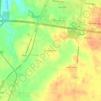 Mappa topografica Possum Woods, altitudine, rilievo