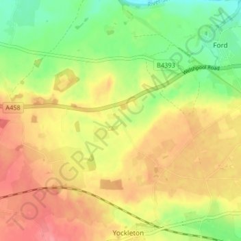 Mappa topografica Cardeston, altitudine, rilievo