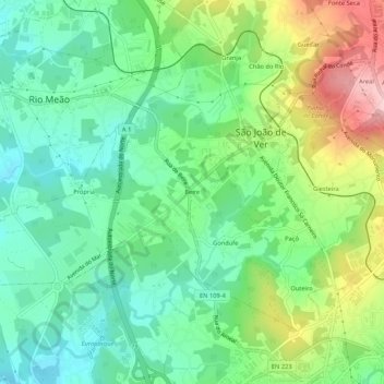Mappa topografica Beire, altitudine, rilievo
