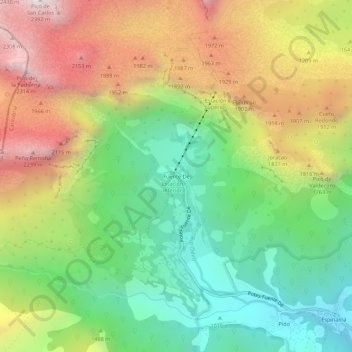 Mappa topografica Fuente Dé, altitudine, rilievo