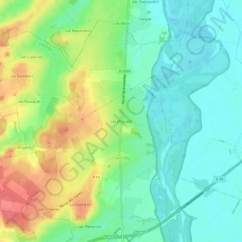 Mappa topografica Les Moquets, altitudine, rilievo