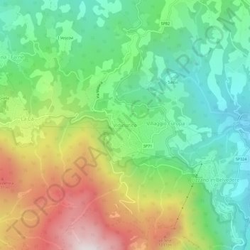 Mappa topografica Vidiciatico, altitudine, rilievo