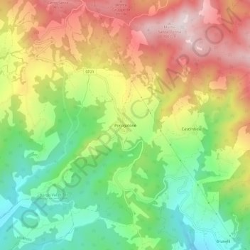Mappa topografica Porcigatone, altitudine, rilievo