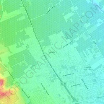 Mappa topografica Salvador, altitudine, rilievo