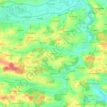 Mappa topografica Rottberg, altitudine, rilievo