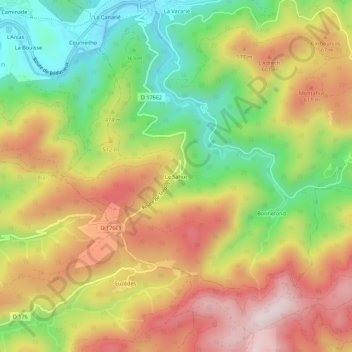 Mappa topografica Le Sahuc, altitudine, rilievo