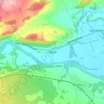 Mappa topografica Caputh, altitudine, rilievo