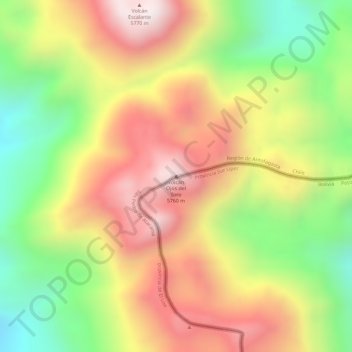 Mappa topografica Volcán Ojos del Toro, altitudine, rilievo