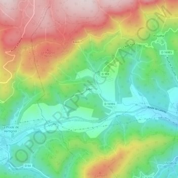 Mappa topografica Sabo, altitudine, rilievo