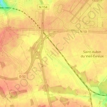 Mappa topografica Le Coudray, altitudine, rilievo