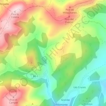 Mappa topografica Monte Carqués, altitudine, rilievo