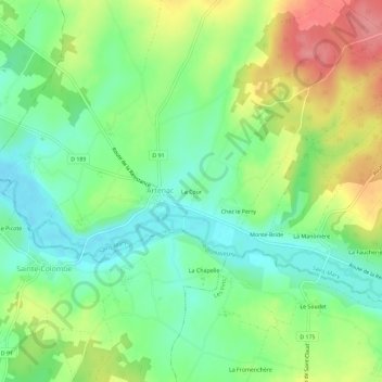 Mappa topografica La Cour, altitudine, rilievo
