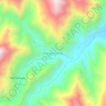 Mappa topografica Pampa Grande, altitudine, rilievo