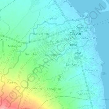 Mappa topografica Baranghawon, altitudine, rilievo