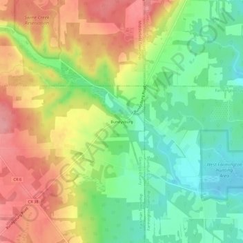 Mappa topografica Bundysburg, altitudine, rilievo