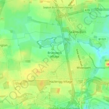 Mappa topografica Brunswick Village, altitudine, rilievo