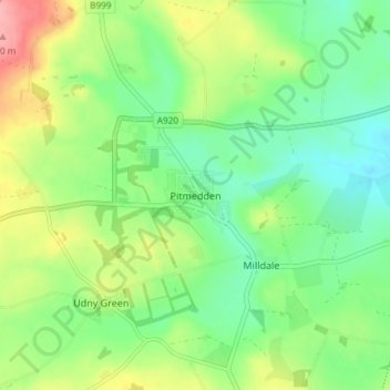 Mappa topografica Pitmedden, altitudine, rilievo