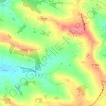 Mappa topografica Sous Marin, altitudine, rilievo