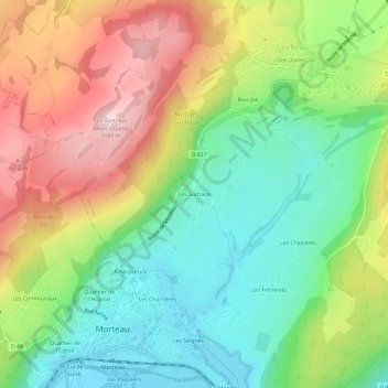 Mappa topografica Les Suchaux, altitudine, rilievo