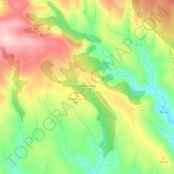 Mappa topografica Santa Cruz de Abranes, altitudine, rilievo