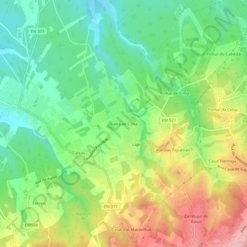 Mappa topografica Aiana de Cima, altitudine, rilievo