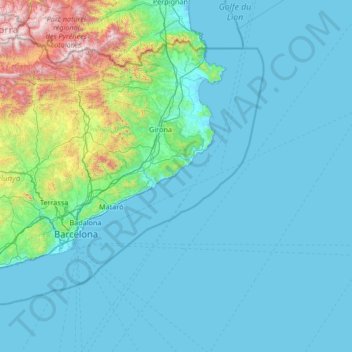 Mappa topografica Costa Brava, altitudine, rilievo