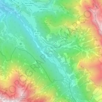 Mappa topografica Trinità, altitudine, rilievo