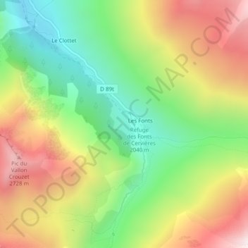 Mappa topografica Le Mélezet, altitudine, rilievo