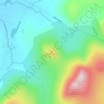 Mappa topografica Hen Mountain, altitudine, rilievo