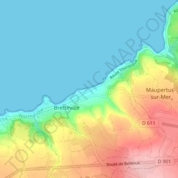 Mappa topografica La Vallée, altitudine, rilievo